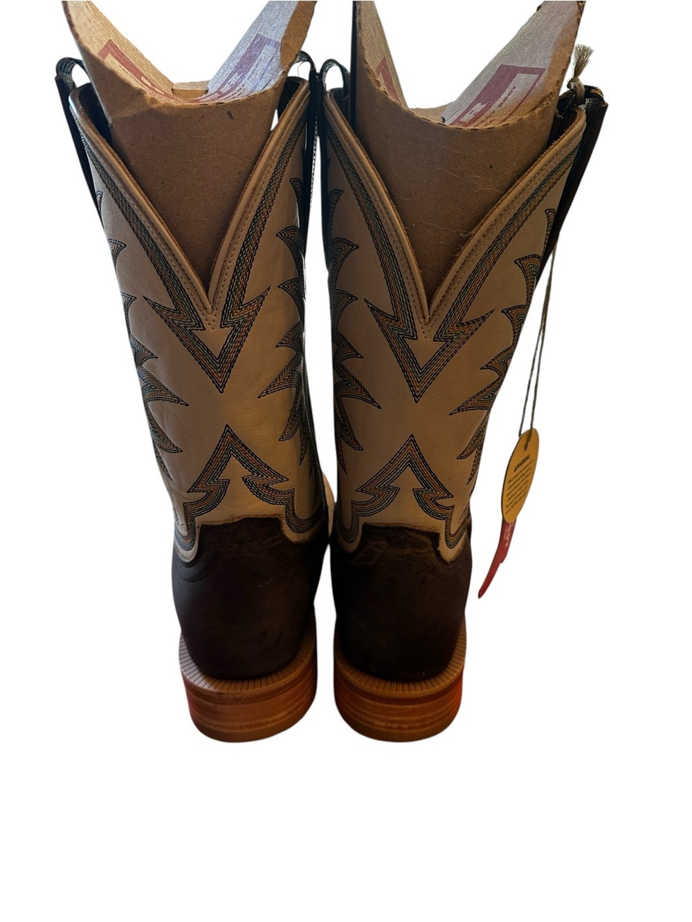 NWT Hyer Le Roy HM11031 Ranch Cowboy Boots Men’s 9.5D Brown Bone Square Toe $369 - Picture 4 of 10